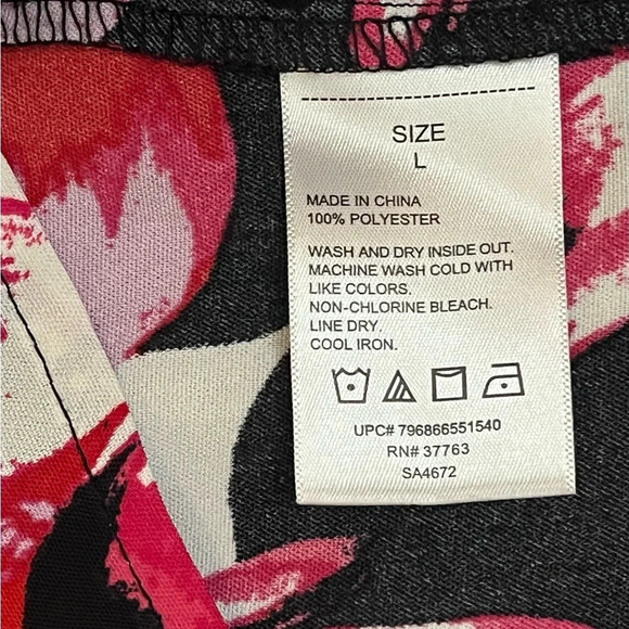 Rafaella Floral Relaxed Fit Pull Over Woven Blouse Womens Large High Lo Hem NWOT - Picture 8 of 9